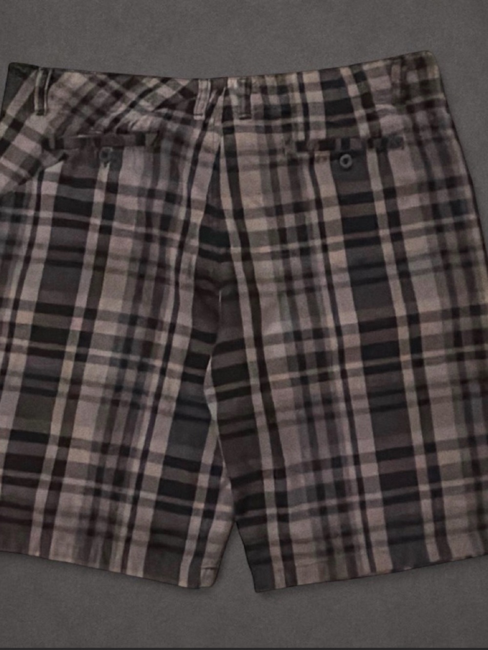 Y2K Burnside Plaid Cargo Shorts Grey Black Size 40